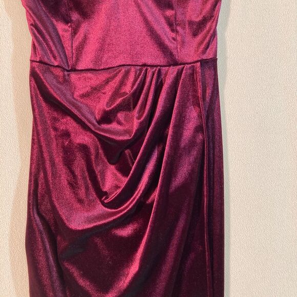 Ababalaya Dress Women's Small Dark Red Velvet Babydoll‎ Romantic Mini - Picture 6 of 9